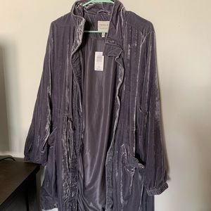 Purple velvet trench coat
